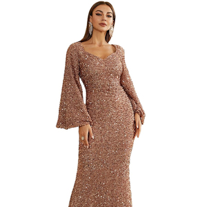 Mode femmes printemps automne <span class=keywords><strong>longue</strong></span> chemise nouvelle mode sac hanche <span class=keywords><strong>robe</strong></span> à paillettes <span class=keywords><strong>mi</strong></span>-taille manches évasées <span class=keywords><strong>longue</strong></span> <span class=keywords><strong>robe</strong></span> de soirée - Product Image 1