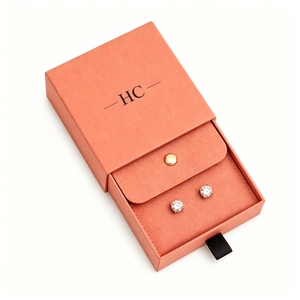Caja de joyería de alta gama estilo caja de cerillas para pendientes, con bolsa de terciopelo, precio mayorista, caja rígida con cajón, venta directa de fábrica - Product Image 6