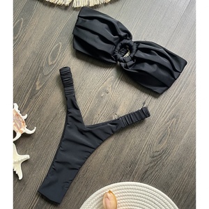 Micro Bikini Bandeau, Conjunto de 2 Piezas, Secado Rápido, Sujetador Push-Up, Braguita de Tanga, Spandex/Poliéster, Diseño Personalizado de Lujo, Sexy - Product Image 5