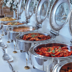 Plats de service chauffants en acier inoxydable argenté de 6 L, chauffe-plats à alcool, ensemble de buffet pour - Product Image 1