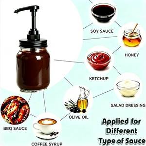 Dispensador de jarabe de vidrio tipo Mason de 500ml con bomba 28/400 de 5cc, 8cc, 10cc, apto para uso alimentario, para salsa, miel, mermelada, café - Product Image 5