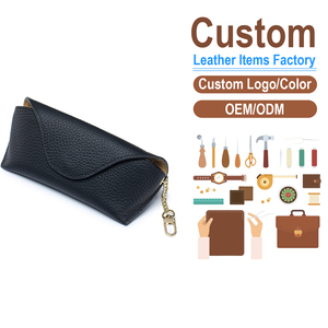 Étui à lunettes en cuir véritable, pochette portable pour lunettes de soleil, fabrication OEM/ODM sur mesure, support de protection pour lunettes - Product Image 1