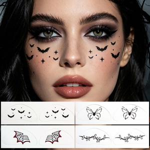 Tatouages temporaires de taches de rousseur chauve-souris noires pour Halloween, autocollants faciaux amovibles, imperméables et faciles à appliquer pour fêtes et jeux de rôle - Product Image 5