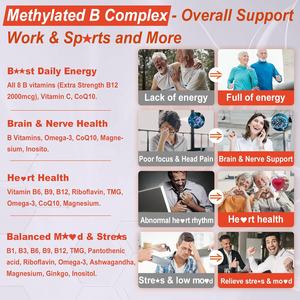 Vigoworld Vegan Super Metilado Vitamina B Complejo Gomitas Sin Azúcar Alta Potencia B12 Metilfolato para Hombres y Mujeres - Product Image 4