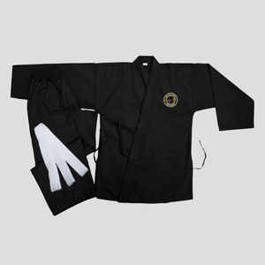 Combinaisons de sport en toile de karaté noire EVI 106 100% coton 14 oz pour hommes adultes, arts martiaux - Product Image 2