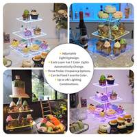 Présentoir à Cupcake en acrylique transparent plateau à 4 niveaux fournitures de fête et de fête éclairage led décor dessert affichage outil de gâteau