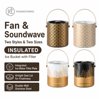 HC Wholesale - Cubos para Hielo de Acero Inoxidable 201, Contenedores de 2L/3L con Tapa Hermética, Enfriador de Vino para Bar en Blanco y Negro, OEM, 5 Piezas, para Bares y Comercios