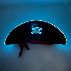 Cappello Luminoso a Forma di Teschio <span class=keywords><strong>Pirata</strong></span> con Ossa Incrociate, Luce LED, Accessorio per Costume di Halloween, Oggetto di Scena per Feste di Carnevale per Adulti - Product Image 4