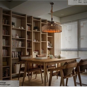 Lustre LED <span class=keywords><strong>noir</strong></span> en <span class=keywords><strong>fer</strong></span> <span class=keywords><strong>forgé</strong></span> et corde de chanvre, style industriel rétro américain, 220V, pour restaurant, bar ou boutique - Product Image 3