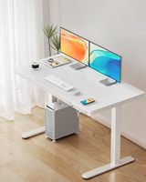 Bureau debout électrique moderne réglable en hauteur de 48 x 24 pouces avec plateau en verre, tiroir et ports de charge pour le bureau à domicile