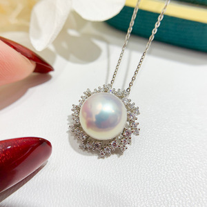 S925 Silver Pendant Empty Holder 11-13mm Round Bead DIY <b>Concealer</b> Jade Necklace Accessories 31032 - Product Image 3