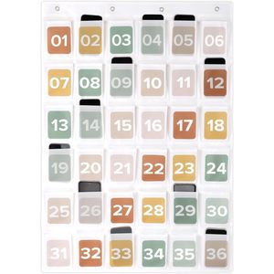 Cell Phone Holder Pocket Chart 36 Numbered Slots Hanging Organizer For Classroom Office Storage Wall Door Mount <b>Plastic</b> - Product Image 1