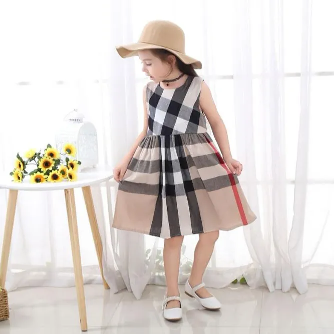 Vestido de fiesta con diseño de patrón occidental para niños y niñas, ropa de verano, lo último en oferta