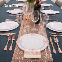 SANOSH 175 pièces Assiettes jetables en plastique de plusieurs couleurs avec bord doré, cuillères, couteaux, fourchettes, serviettes et gobelets pour mariage et fête