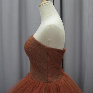 Robe de soirée élégante à épaules dénudées, col cœur, manches en tulle détachables, coupe trapèze, Mz0032 - Product Image 4