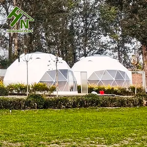 Tenda murah pemasok 6m, tenda Geo Dome rumah dengan kompor untuk resor musim dingin