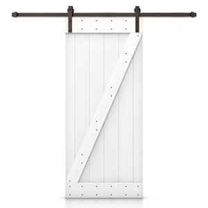 Porte coulissante de grange en <span class=keywords><strong>bois</strong></span> de pin noueux teinté GUJIE Z avec kit de quincaillerie, style ferme, utilisation intérieure imperméable - Product Image 1