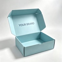 Boîte d'expédition en carton ondulé bleu mat personnalisée avec impression de marque personnalisée pour l'emballage de produits cosmétiques faits à la main, cadeaux et livraisons