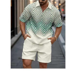 Ensemble tricoté jacquard pour homme Europe-Amérique, décontracté, imprimé, polo en maille à simple boutonnage - Product Image 2