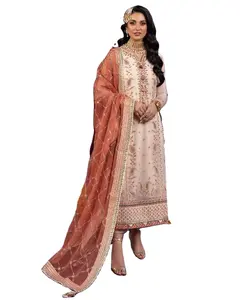 Indiano Pakistani ultima chiffon ricamato Salwar Kameez con pesante pietra di lusso collezione di nozze di vendita caldo abito 2024