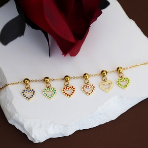 Abalorios de Lujo de Acero Inoxidable 316L 18K, Dijes Personalizables de Corazón para Fabricación de Joyas al por Mayor - Product Image 3