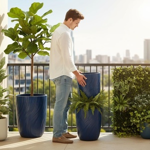 Maceta Moderna Grande de Cerámica con Orificios de Drenaje, Acabado Esmaltado, Duradera, para Interiores/Exteriores, Jardín, Suelo, Plantas y Flores - Product Image 2
