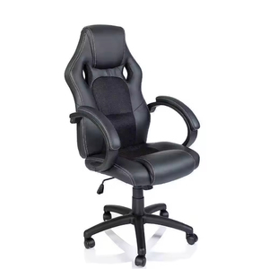 Silla de Oficina Ergonómica de Diseño Moderno, Respaldo Alto, Giratoria, Reclinable, de Cuero Sintético Negro, con Marco Metálico, Modelo 5609 para Juegos - Product Image 1