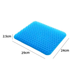 Gel Seat Cushion Blue Color Double Thick Tpe Cushion For Long Sitting With Non-slip Cover Breathable Honeycomb Chair Pads
