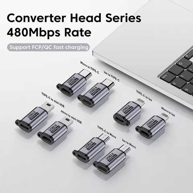 Hot Sale Micro USB to Type C Adapter Mini USB to USB C 480Mbps Fast Data Charging Connector USBC to IOS Adapter for iphone