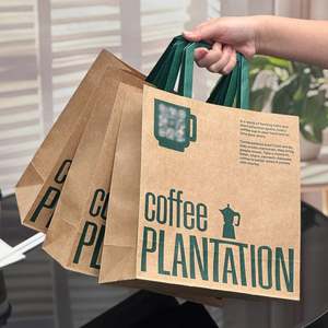 ถุงกระดาษคราฟท์สีน้ำตาลเคลือบลามิเนตสำหรับใส่กาแฟ ชานมไข่มุก อาหาร บรรจุภัณฑ์แบบนำกลับบ้าน เป็นมิตรกับสิ่งแวดล้อม สำหรับซูเปอร์มาร์เก็ต คาเฟ่ - Product Image 5