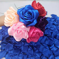 Ruban de satin en polyester semi-fini, pétales de ruban pré-faits pour rose éternelle