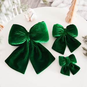 เครื่องประดับตกแต่งต้นคริสต์มาสรูปโบว์กำมะหยี่สีแดงไวน์แบบใหม่ พร้อมรูปทรงผีเสื้อ - Product Image 4