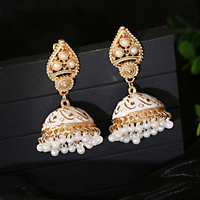 Douvei Anting Giwang Mutiara Berlapis Emas, Perhiasan Rumbai Manik-manik Bulat Ukiran Lotus Pola Bunga Matahari