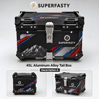 Coffre de moto en alliage d'aluminium étanche, personnalisé, 45L, sécurisé, verrouillable, design léger, fabriqué en Chine, pour une utilisation en toutes saisons
