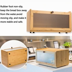 Bamboo Wood <b>Storage</b> <b>Box</b> Rectangle Durable Multipurpose Desktop Cabinet Organizer for <b>Kitchen</b> Dining Room - Product Image 4