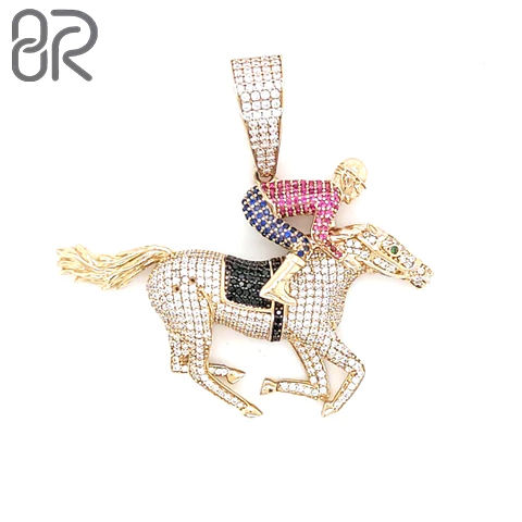14K Horse Rider Charm