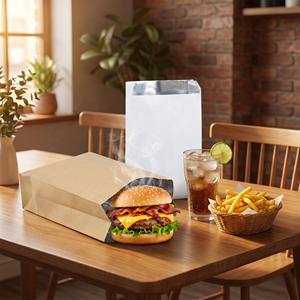 Emballage alimentaire jetable avec adhésif thermofusible, papier d'aluminium, sac en papier pour collation, sac en papier résistant à l'huile, sac en papier kraft - Product Image 1