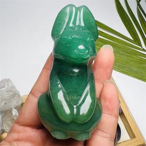 Coniglietti in Cristallo Naturale Intagliati a Mano, Figurine di Animali in Cristallo Multigemme, 5-7cm, Viola e Verde, Vendita all'Ingrosso - Product Image 5