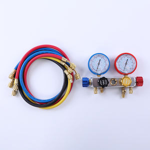 Manifolds Industriais <span class=keywords><strong>R134a</strong></span> R22 R404 R410a Refrigerante <span class=keywords><strong>Manifold</strong></span> Gauge Único Duplo Pressure Gauge Material De Alumínio De Cobre OEM - Product Image 2