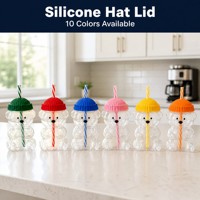 ZB Wholesale Gobelet ours en verre sodocalcique 20oz avec logo personnalisé, mignon, avec paille et couvercle, pour café glacé, jus, eau, cadeau de fête