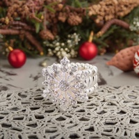 Haute qualité personnalisé luxe 925 argent 8A zircone bijoux fins père noël flocon de neige bonhomme de neige anneau pour la fête du Festival de noël