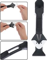 Kit d'outils de calfeutrage 4 pièces 3 en 1 Outil de remplacement et de retrait de mastic silicone avec 4 pièces d'outils de calfeutrage
