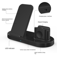 Nouveau chargeur sans fil 3-en-1 Type-C QC3.0 15W pour montre iPhone et casque Station de charge sans fil magnétique avec indicateur LED