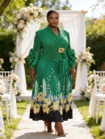 Robes pour femmes élégantes de haute qualité à manches longues imprimées de fleurs avec ceinture, taille plus, robes décontractées simples pour femmes