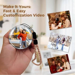 Lampe sphère de Noël en verre avec mémoire, cristaux, lecteur vidéo, boule, photos, vidéo, cadeau personnalisé pour couples, anniversaire - Product Image 2