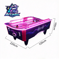 Table de hockey sur air incurvée à LED, à monnayeur, pour 2 joueurs, machine de jeu d'arcade, modèle Arcadix anglais, pour centres de jeux - Vente chaude