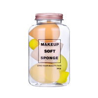 Cosmétiques en gros, éponges à maquillage en microfibre en forme d'œuf de bonbon avec logo, sans latex, biodégradables, ensemble de pots d'éponges à maquillage
