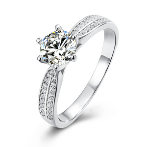 Grosir 1.5/2/3ctMoissanite cincin keabadian wanita perhiasan janji 925 perak murni cincin pertunangan berlian Oval - Product Image 1