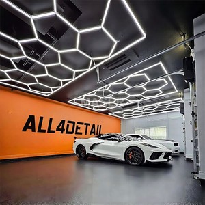 Cabina decorativa <span class=keywords><strong>Led</strong></span> hình lục giác làm việc Ánh sáng thay đổi độ sáng tổ ong đèn trần cho nhà để xe hội thảo 15 hệ thống lưới điện AC - Product Image 4