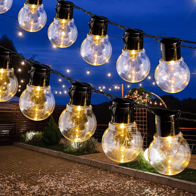 Waterproof Outdoor Solar Globe Lights Fairy Wedding Patio Garden Decoration G50 LED Solar String Light Garland